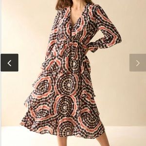 Marie Oliver Black and Red Patterned Midi Dress